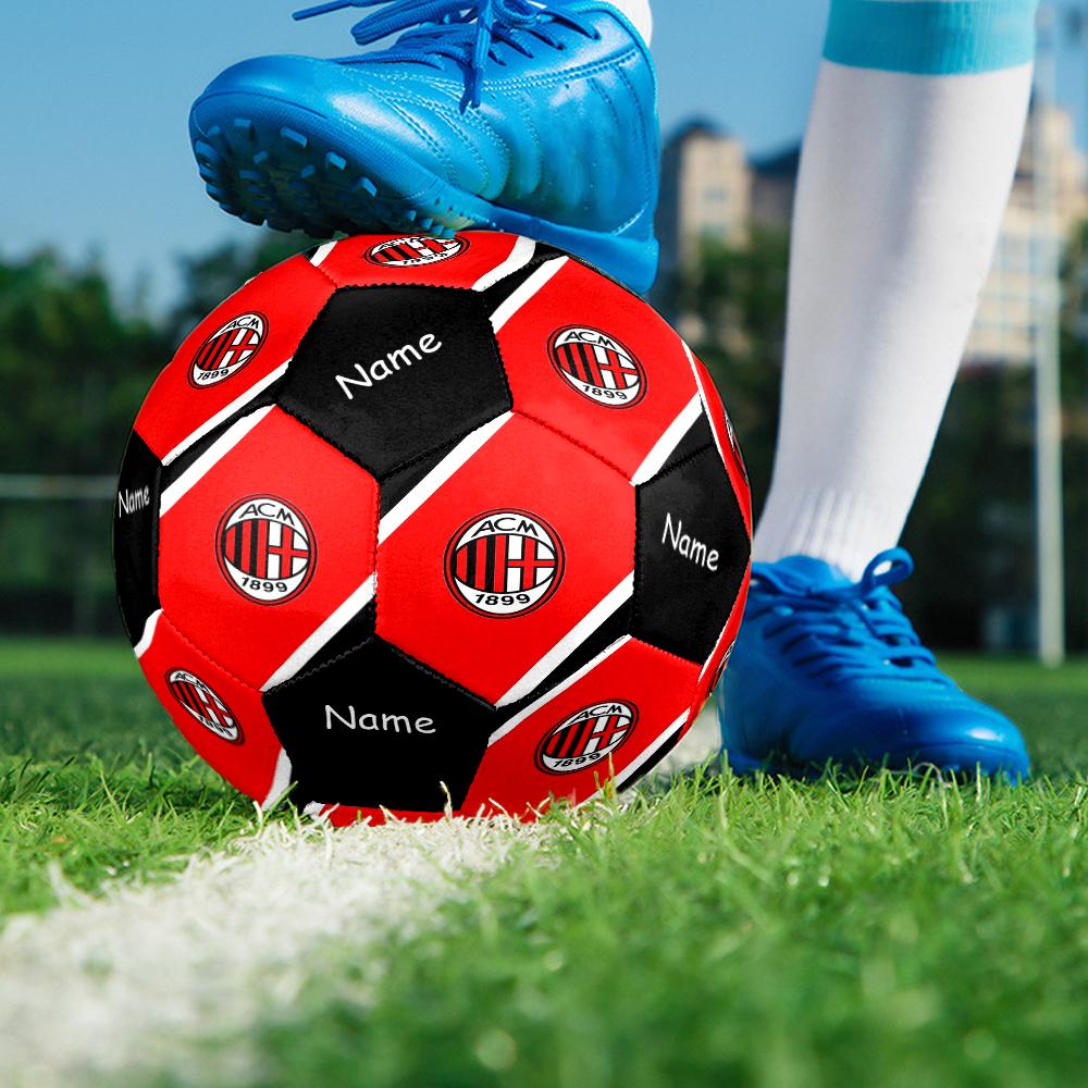 Custom Name AC Milan Theme Size 5 Soccer Ball, Suitable for Both Indoor and Outdoor Matches, a Gift Suitable for Everyone.
