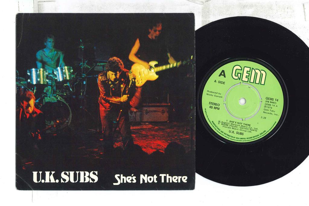 7inch Record UK SUBS - She's Not There (Zombies Cover) / K GEMS14 GEM 1979 UK Rock Used
