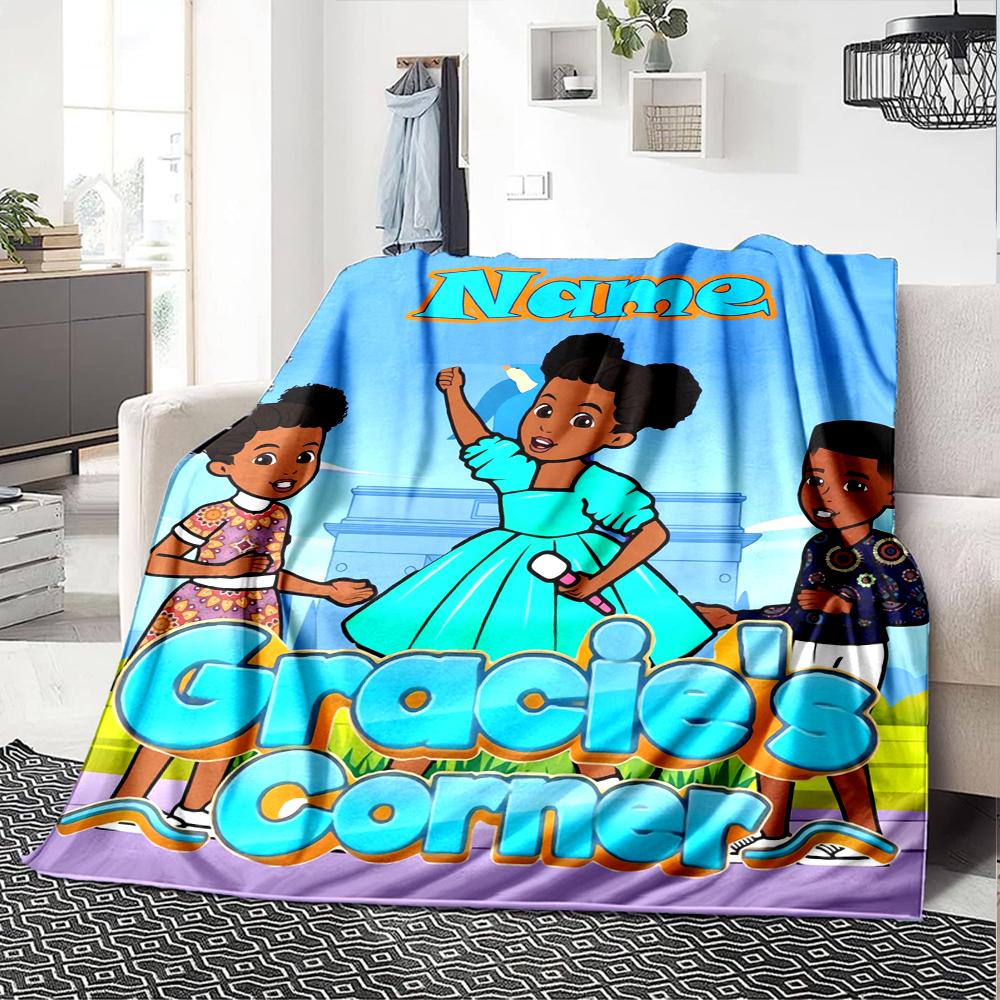 Custom Name Gracie's Corner Theme Printed Blanket - Perfect for Couch, Bed, Travel & Outdoor Use | Machine Washable, Cozy & Durable.