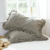 45x75cm Solid Color Cotton Pillowcase Adult Home Double-layer Lotus Leaf Lace Pillow Core Cover Enlarge Widen Fix The Non Displaced Pillow Covers