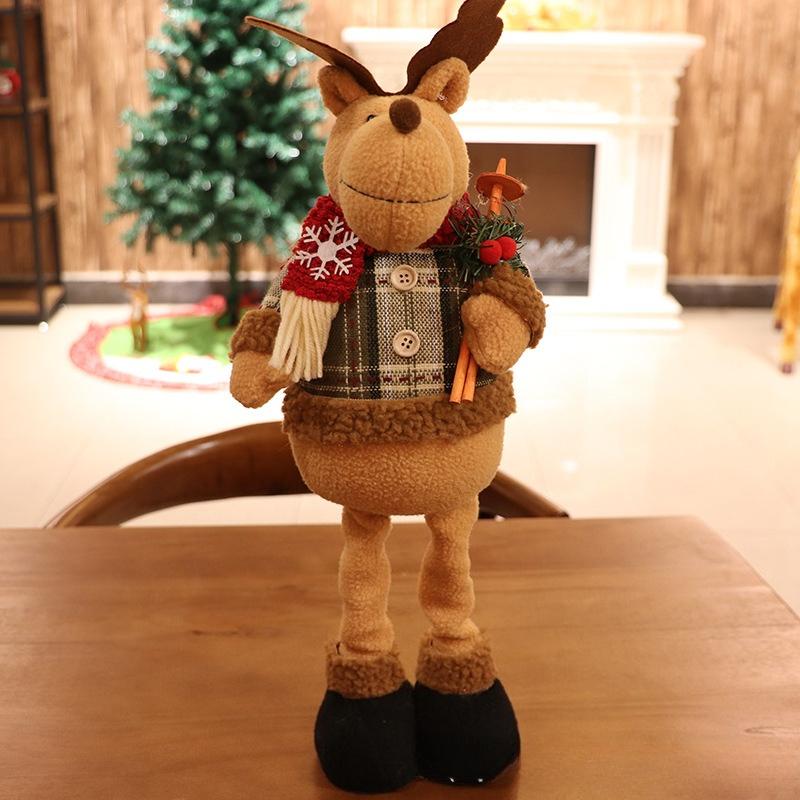 Christmas Telescopic Doll Old Man Snowman Deer Fabric Toy Christmas Gift Window Decoration Ornament