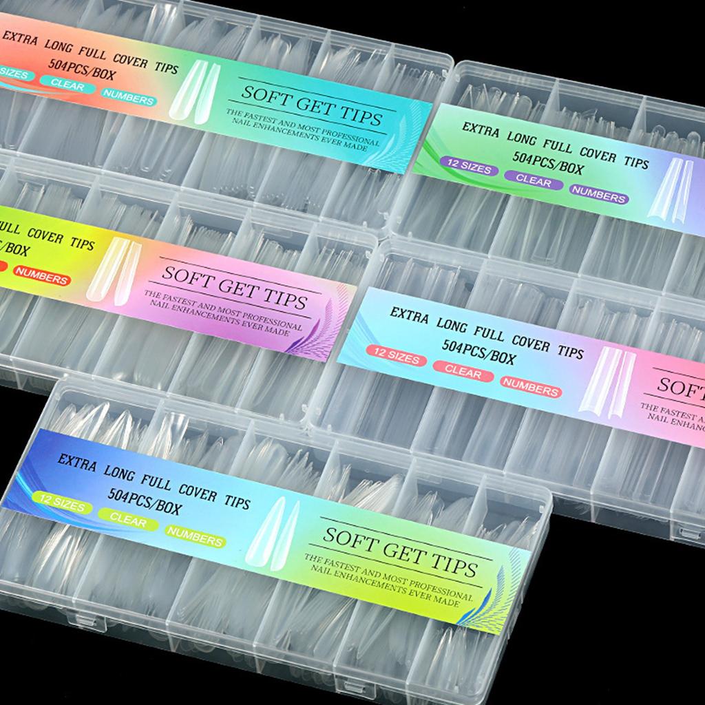 Pack Of 504 Extra Long Clear Soft Gel Nail Tips For Acrylic Nail Salon Supplies Professional Use Nail Supplies