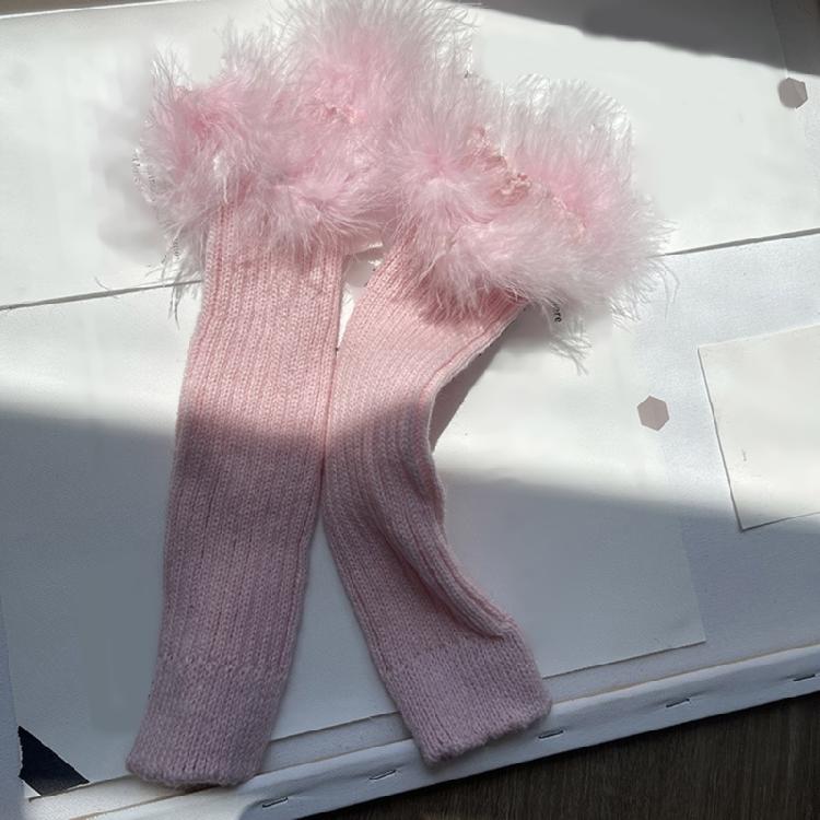 Punk Sleeve Feathered Gloves Wrist Warmer for Costume Party Short Mitten