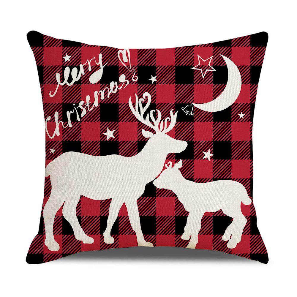Roter Karomuster Weihnachts-Kissenbezug Leinen Sofa Kissenbezug Büro Kissenbezug Neuer Stil