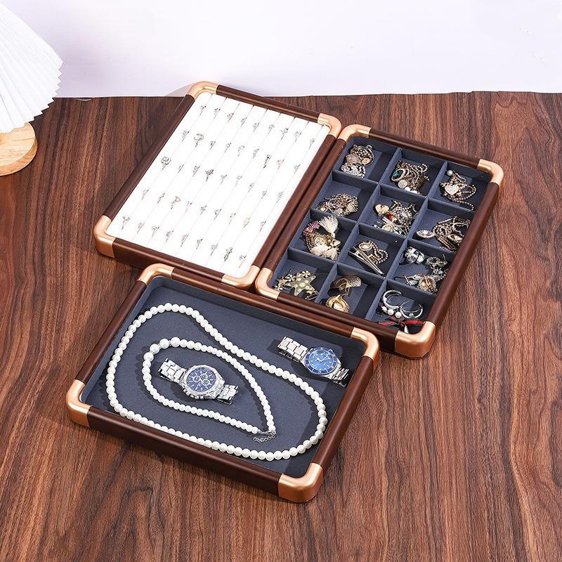 Solid Wood Jewelry Storage Tray Walnut Storage Box Jewelry Store Home Rings Necklaces Bracelets Organizer Family Store Display