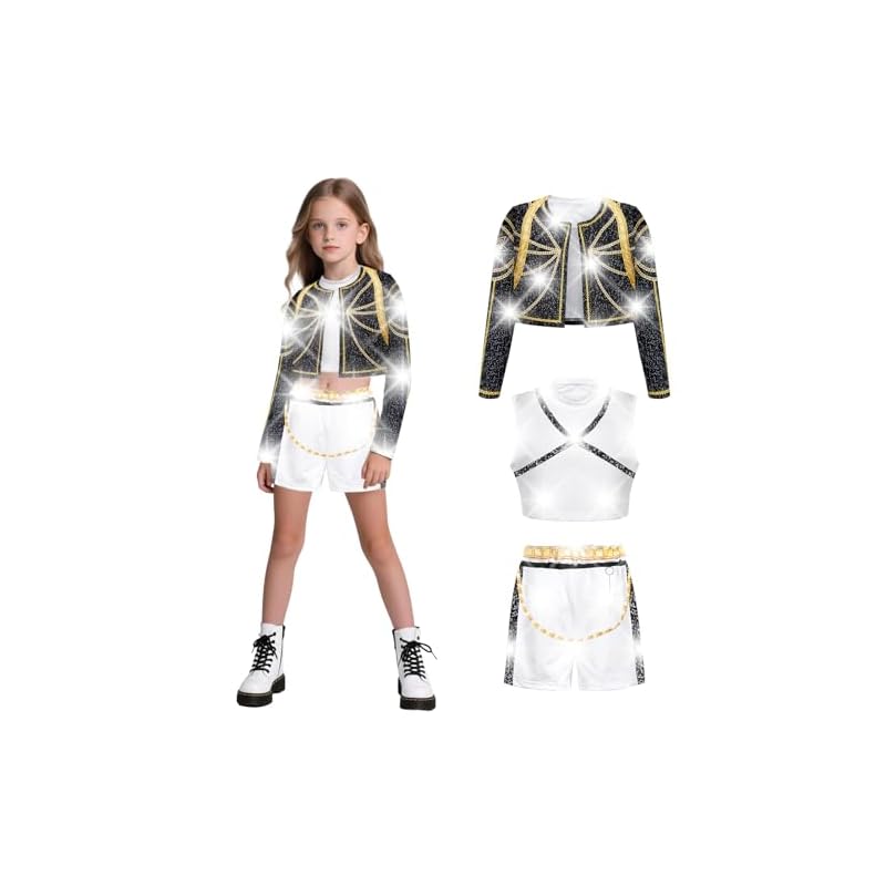 Fansaara KPOP Girls' Devil Anime Movie Hunters Cosplay Costume, Cute Kids' Witch Costume for Parties, Events, Halloween, Christmas, School Festivals,