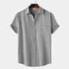 2025 Summer European & American Men's Waffle Short Sleeve Solid Color Casual Shirt