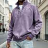 Men's Vintage Ribbed Half Zip Sweatshirt Mock Neck Pullover Top in Coffee Brown