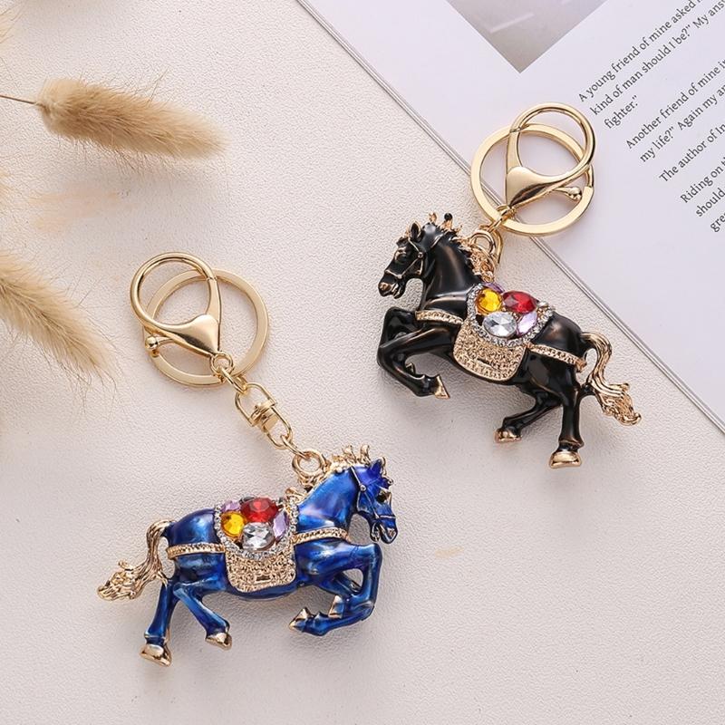 Unique Horse Zodiacal Keychain Glittering Rhinestones Artistic Design Bag Decoration for Gifting and Personalization