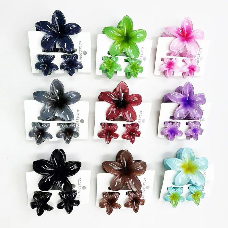 3 Pezzi/Set Dolce Fiore Colorato Sfumato Pinze per Capelli Coda di Cavallo Clip Morsetto Barrettes Forcine per Capelli per Donna Ragazza Accessori per Capelli da Spiaggia