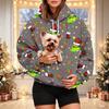 Women's Christmas Print Hoodie with Pet Pocket, Casual Long Sleeve Pullover Sweatshirt