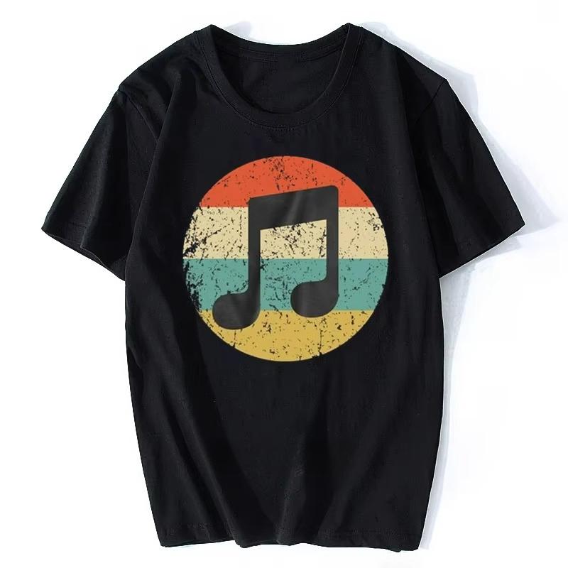 

Musician TShirt - Retro Notes Icon T-Shirt Music Shirt Style Casual Wear T Shirt Cotton Tees Harajuku Clothing - Men s Sum... 5XL різнокольоровий