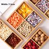 Dried Fruit Tray with Bamboo Wood Dividers, 4-Compartment Nut Dish, New Chinese Style Storage Box, Tea Brewing Tray for Living Room Coffee Table