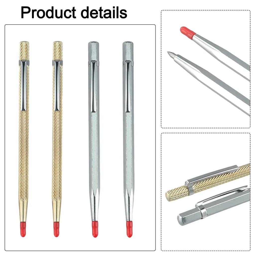 4pcs Scribe Pen Metal Tile Lettering Pen Glass Cutter Carbide Scriber Engraver Glass Knife Scriber For  Tile Cutting