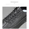 Men's Black Leather Casual Sports Shoes with Breathable, Waterproof, and Non-slip Features
