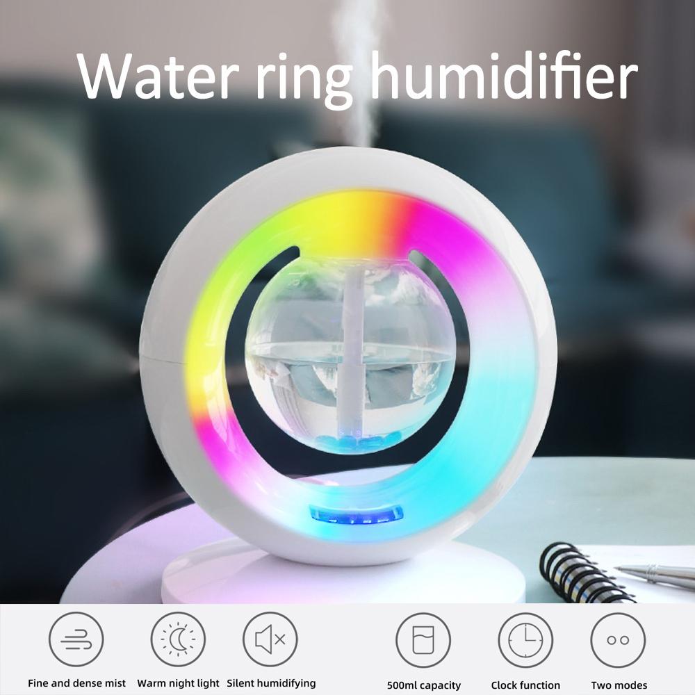 

500 мл высокий увлажнитель воздуха с функцией тумана, увлажнитель с водяным кольцом, цветной ночник RGB, настольный мини-увлажнитель воздуха объемом 268 мл