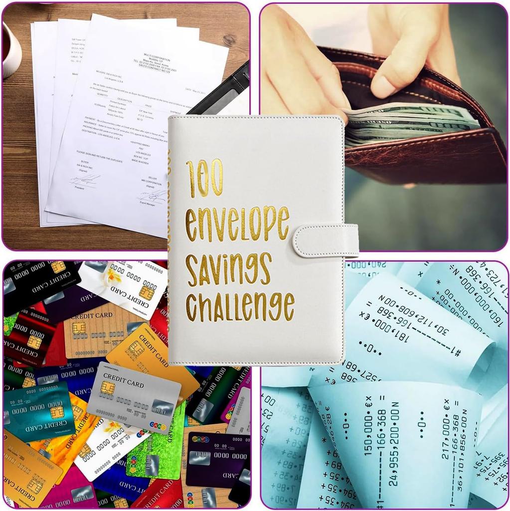 100 envelope challenge binder easy and fun way to save $5 050 budget book binder with cash envelopes for office home school  white