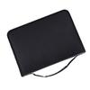 1pc Large Capacity PU Leather Fabric Pencil Case Zipper Pen Bag (Black)