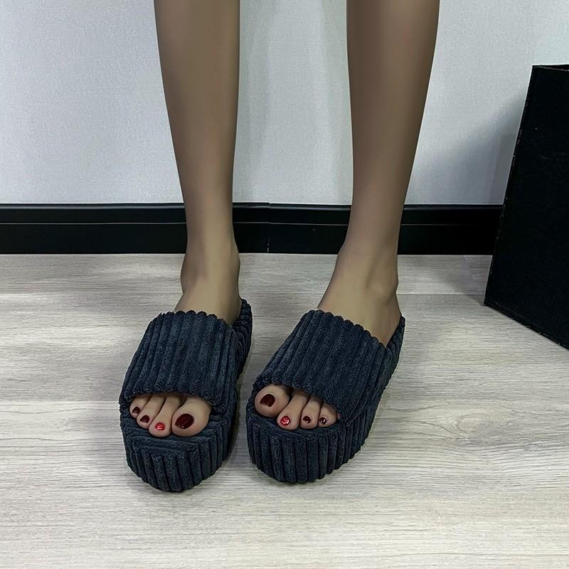Fashion Woman Furry Ladies Faux Fur Luxury Fluffy Plush Slipper House Soft Fuzzy Girl Platform Indoor Flat Casual Sabot Round Toe Winter