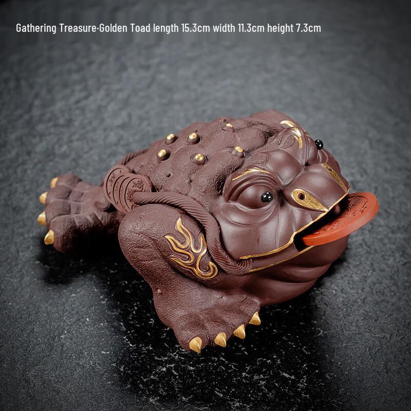 Purple Clay Three-Legged Toad Tea Pet