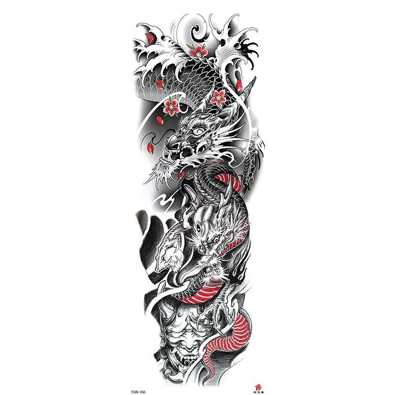 Waterdichte tattoo stickers voor de hele arm: Jezus, Maagd Maria, Kroon, Leeuw-ontwerp