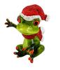 Christmas Frog Figurine In a Santa Hat