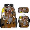 Rhythm Box Three-Piece Children'S Picnic Bag Cartoon Animation Pencil Bag Large Capacity Wear-Resistant Anti-Splash Schoolbag