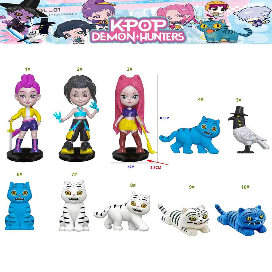 9cm Kpop Demon Hunters Action Figure Toy Derpys Tiger Rumi Mira Zoey Sussy Figurine Doll For Fans Gift