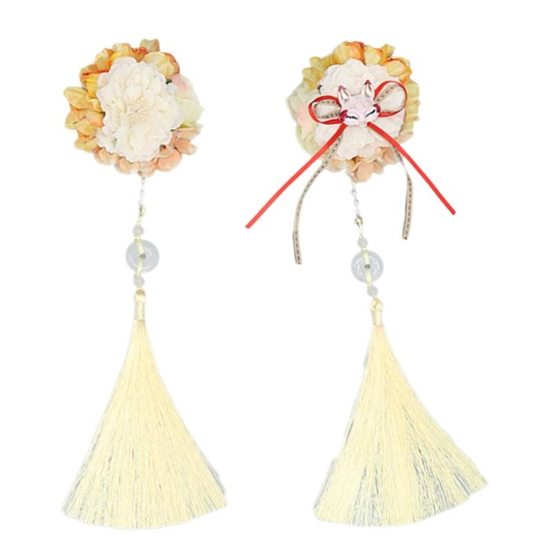 

Girls Long Tassel Flower Hair Clip Lolita Flower Hairpin with Tassel Cosplay Supplies Floral- Hanfu Costume Headdress жёлтый