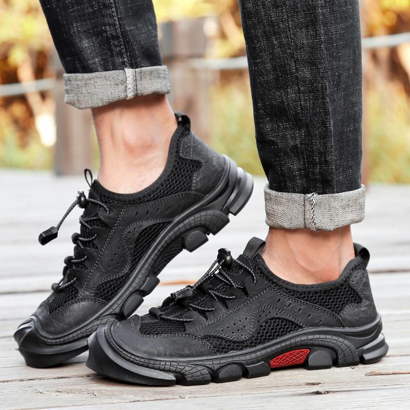 Fashion Hot Sale Summer Men's Sandals Outdoor Non-slip Man Beach Sandals Handmade Genuine Leather Male Mesh Shoes Breathable Sneakers