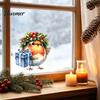Glass Door Decorative Scenes Christmas Bird Static Window Sticker, Cute Watercolor Stickers with Wreath And Gift Box, PVC Festival Atmosphere