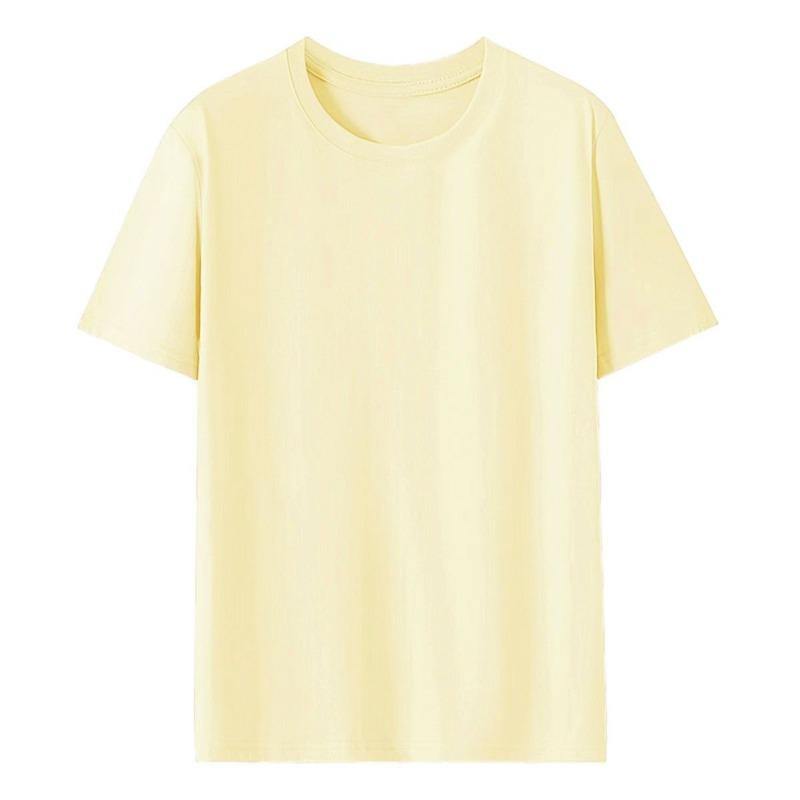 Pure cotton T-shirt women's round neck short-sleeved T-shirt logo advertising shirt group clothing trendy brand women's top solid color clothes