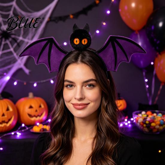 Versatile Costume Accessory Halloween Bat Hairband Plush Wing Gothic Style Headband Holiday Gathering Hair Accessories Cosplay Party for Women