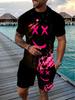 Buntes Fröhliches Print Herren Mode Sportbekleidungs Set | Bequemes Rundhals T-Shirt und Shorts mit kurzen Ärmeln