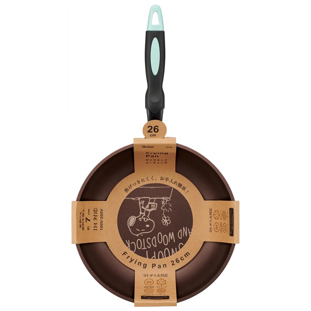 Skater Snoopy Frying Diamond-Coated Pan, 26cm, Induction/Gas Compatible, AFP26-A