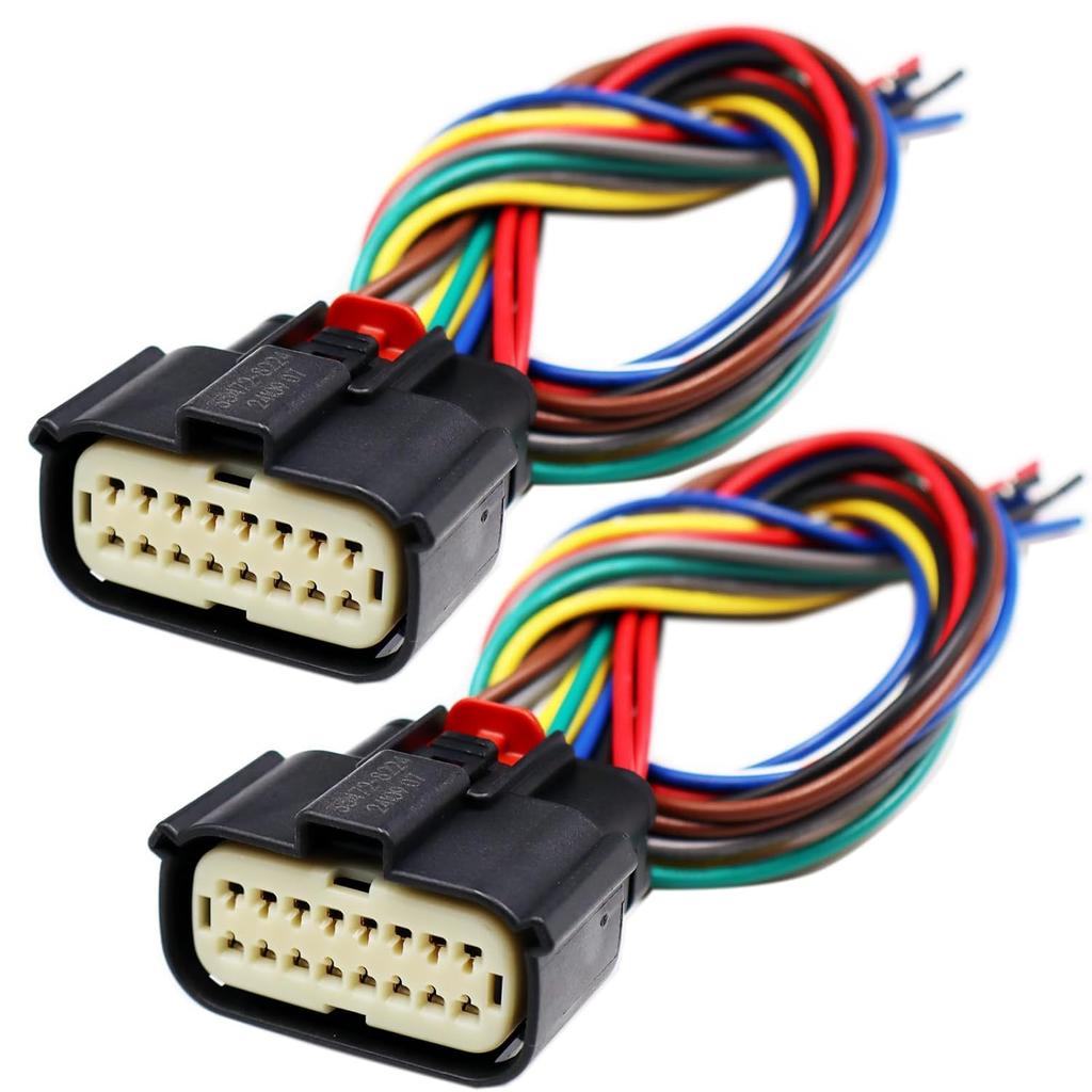 2Pcs 16 Pin Headlights Connector Compatible with Ford Mustang | 2015-2023 JR3Z-13008-B Pigtail Harness Plug