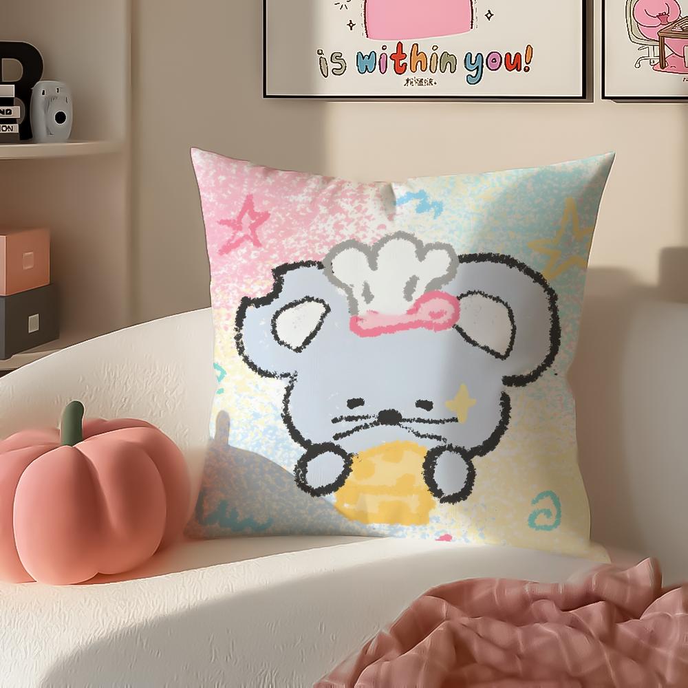 Zodiac Animals with Guitars Cushion Cover Pillowcase Short Plush Invisible zipper Room Sofa Cushion Cover
