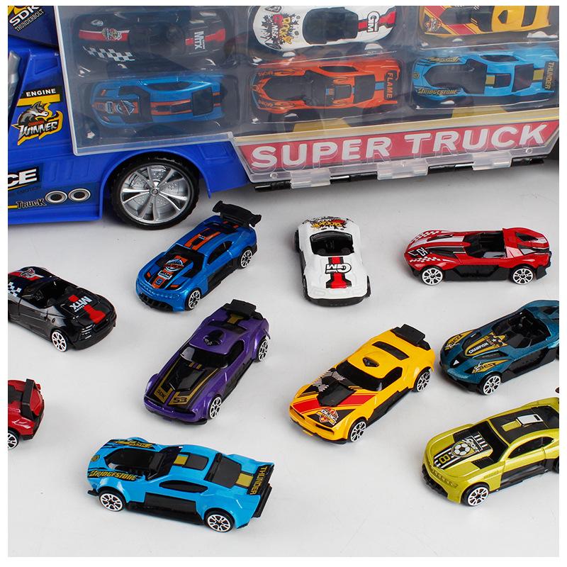 12 ST Barn Baby Tröghets- & Dra Tillbaka Billeksaker Plastmodellfordon För Barn Pojkar