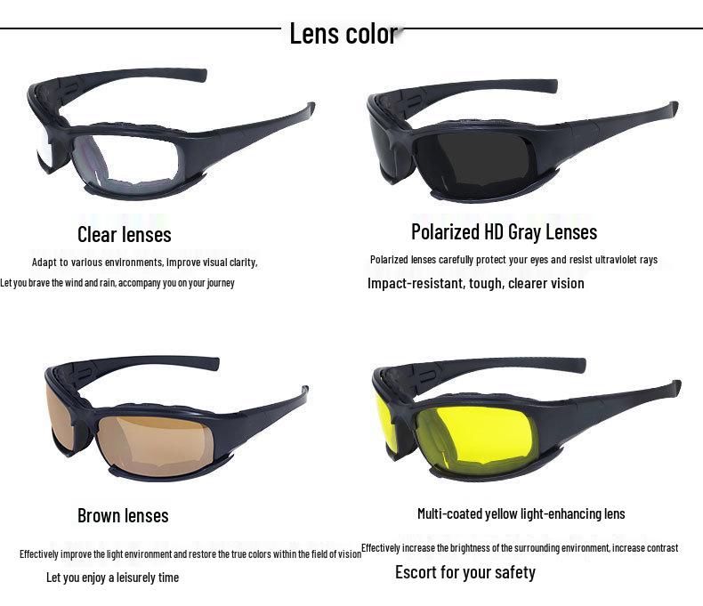 Polarized Tactical Sunglasses Set with Night Vision Goggles (7-Piece) for Shooting and CS Field Use