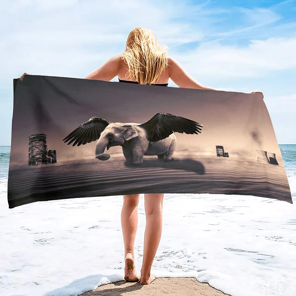 Microfiber Sand Free Beach Towel Quick Fast Dry Absorbent Oversized Lightweight Towels Blanket Swimming Bath Camping Elephant