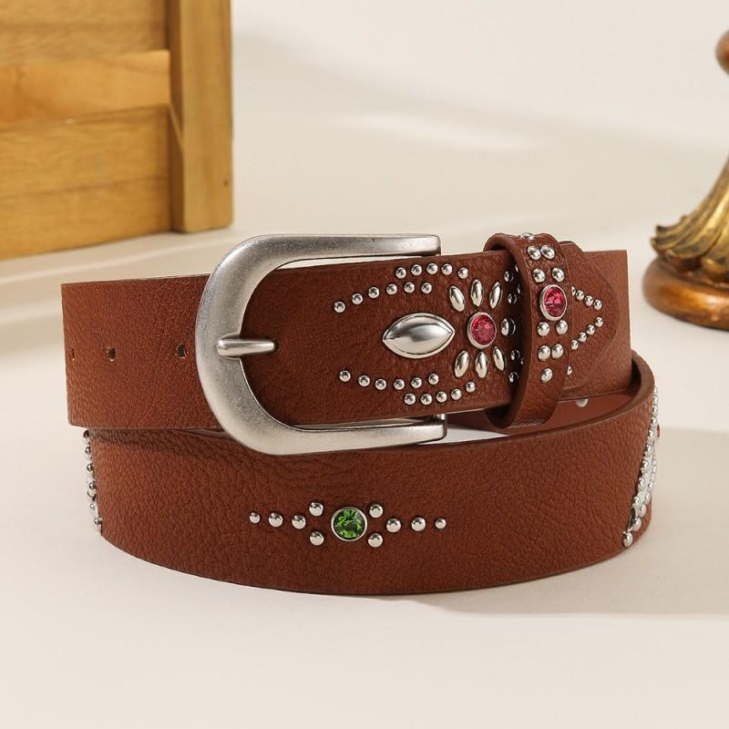 Rivet Bat Faux Leather Belt Punk Style Waistband Women Slimming Fashion Accessory