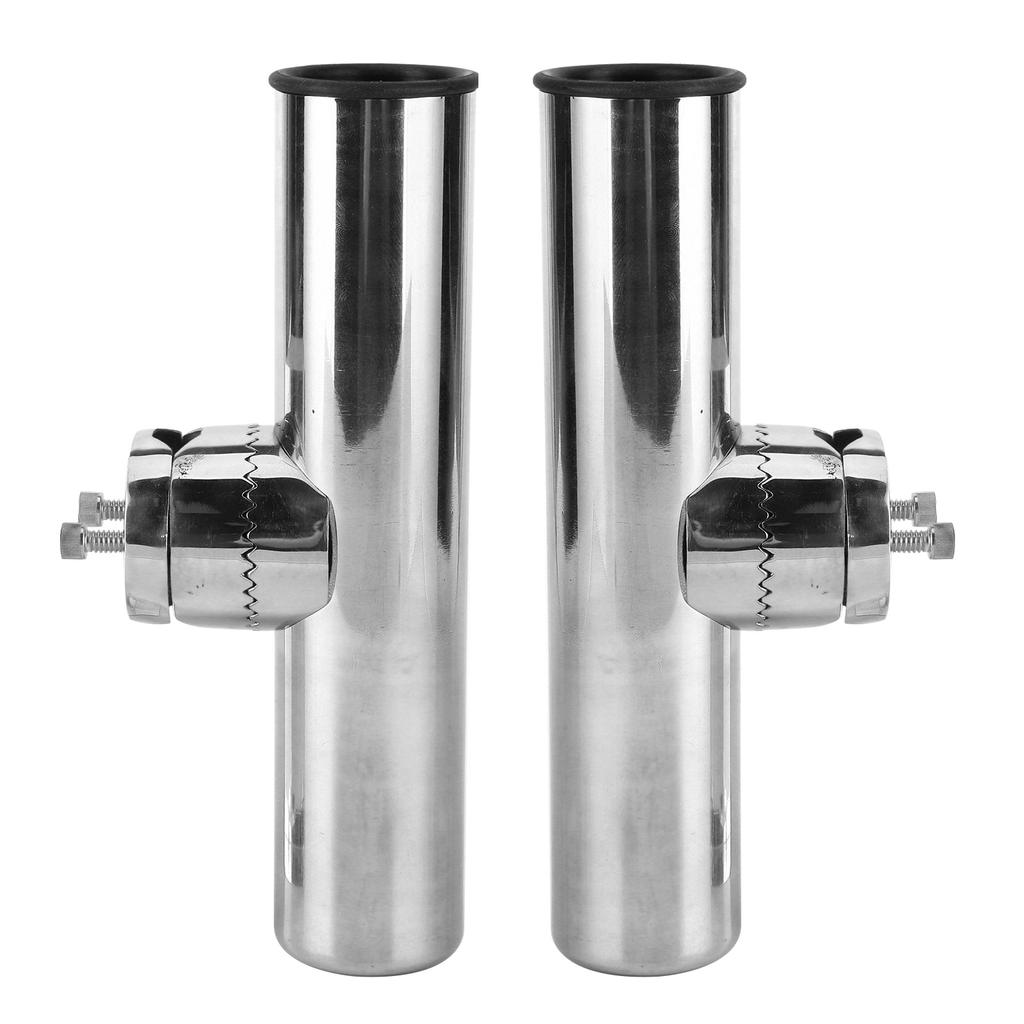 2 Stück Edelstahl-Angelrutenhalter für Schienen 1 Zoll bis 1 1/4 Zoll Schienenmontage Stangenhalterung