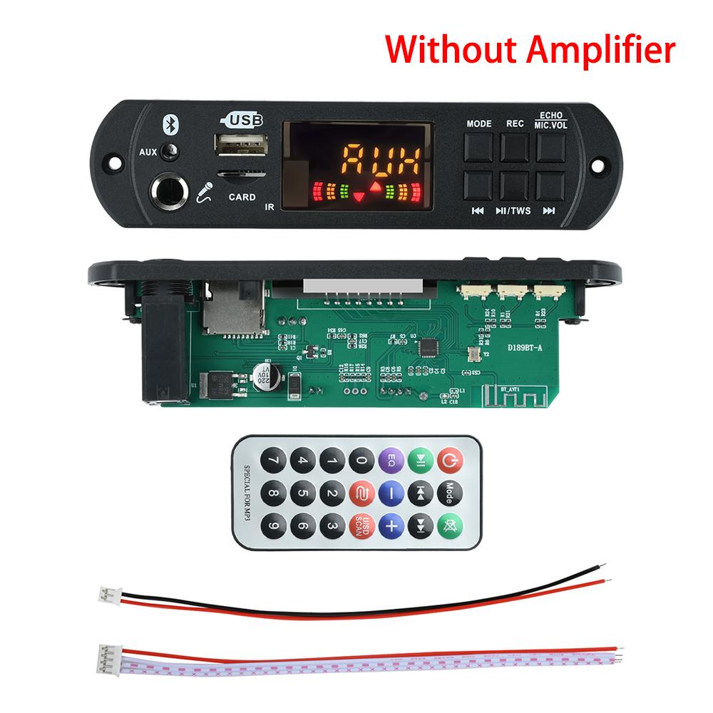 

100W Bluetooth MP3 Decoder Board 2*40W Amplifier Audio Player 12V DIY MP3 Player Car FM Radio Module TF USB Mic Record Call