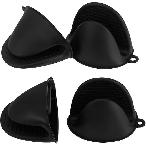 Vaincre 4PCS Silicone Oven Mitts Heat Resistant, Silicone Potholders for Kitchen, Mini Rubber Oven Glove Kitchen Mittens, Cute Cooking Mitts (Blue 4