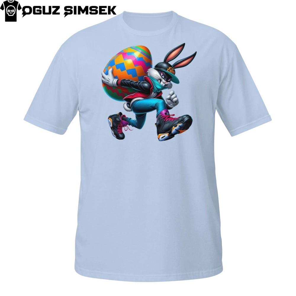 

Streetwear Easter Bunny Tee – Cool Running Rabbit with Sunglasses and Big Egg 2XL