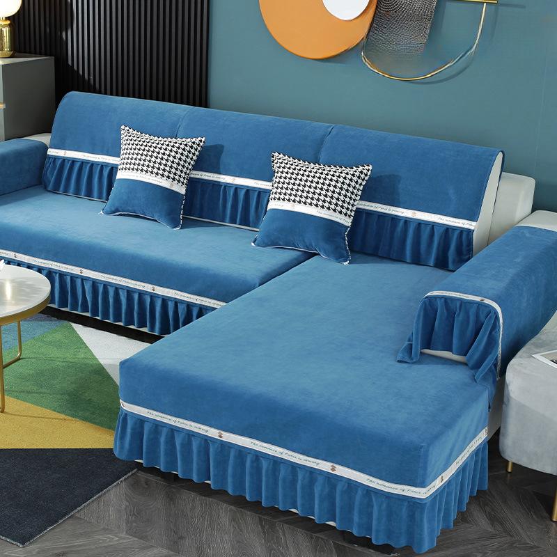 European-Style Sofa Cushion Four Seasons Chenille Fabric Non-Slip Simple Modern Gray Sofa Cover Cushion