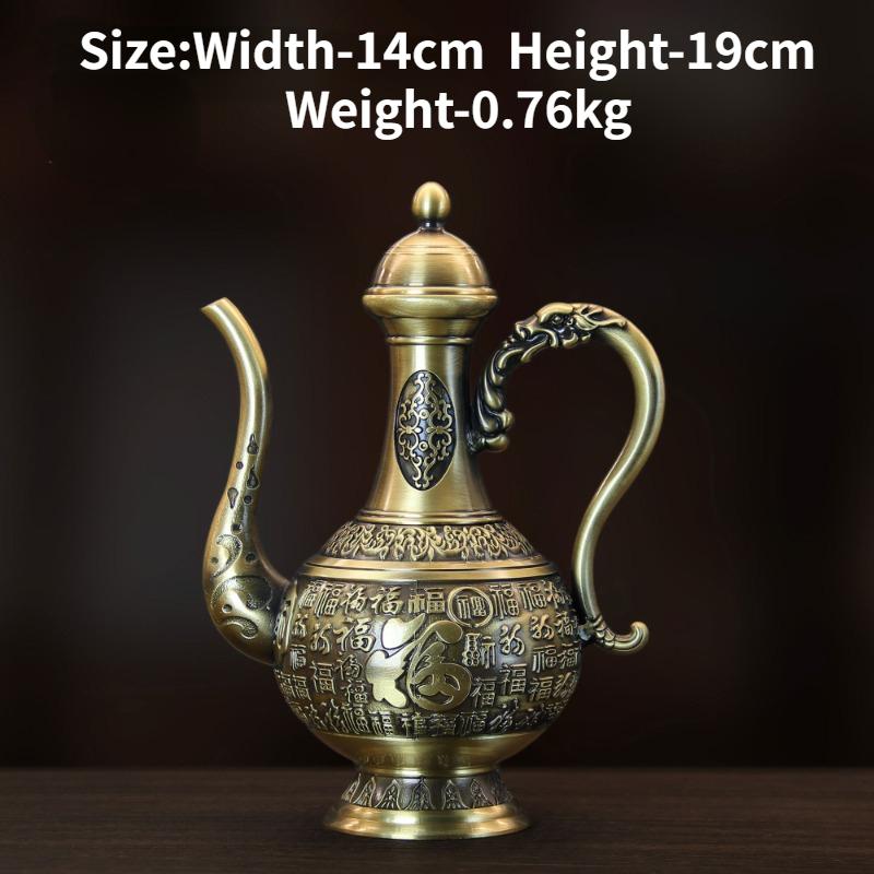 

Китайский горшок для вина из чистой меди, латунный рельефный горшок для вина Байфу, старинный старинный домашний декор в старинном стиле, украшение в дворцовом стиле