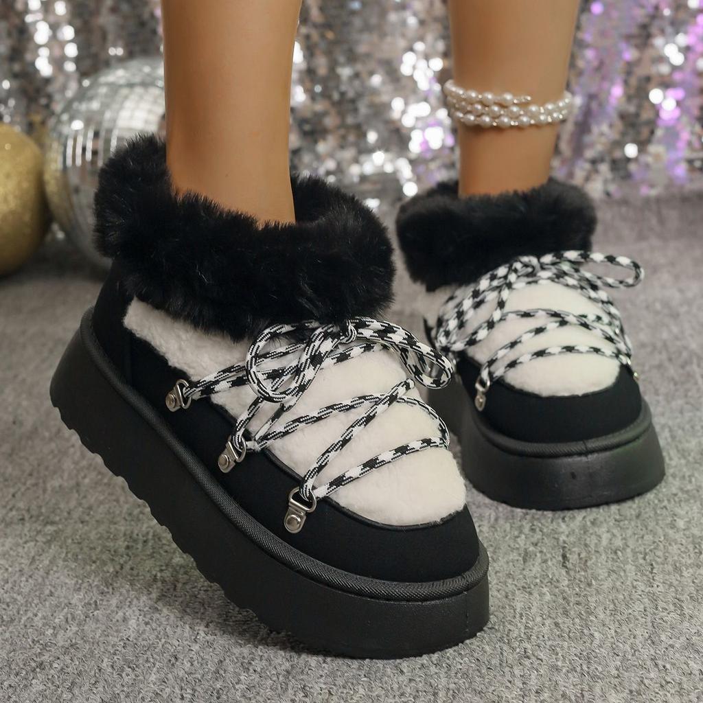 Women's size large size short snow boots thickened velvet winter new non-slip warm cotton shoes thick sole, light and fashionable