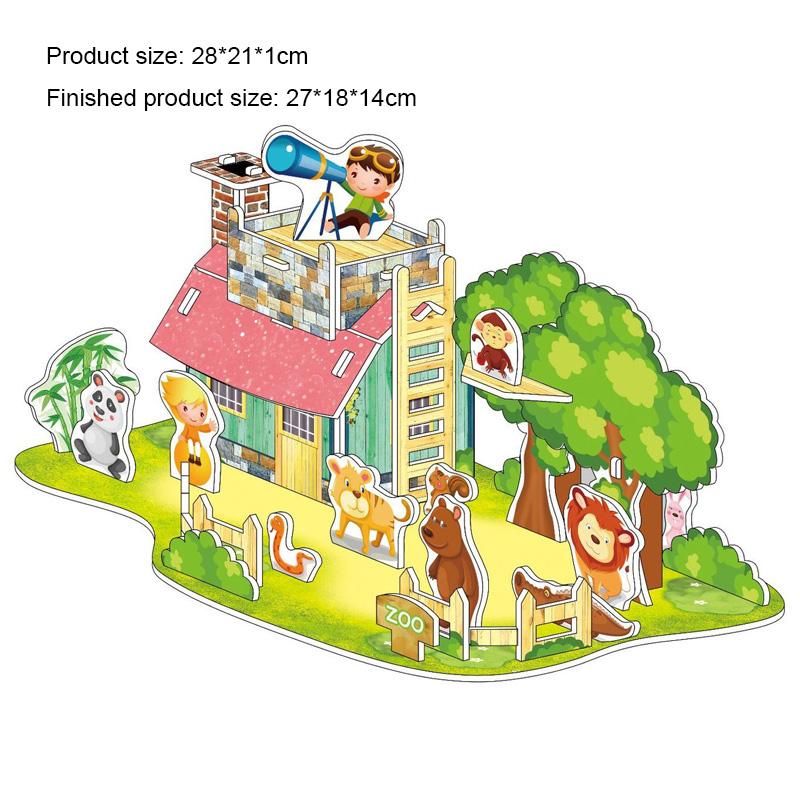 Big Size Children's 3D Paperboard Puzzle House Villa Castle Building Model for Kids Handmade DIY Assembly Puzzle Toys Gift