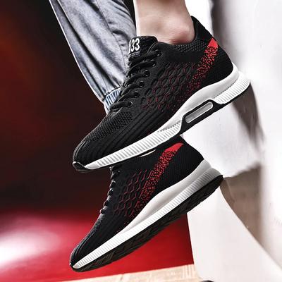 Running Sports Elastic Non-slip Male Shoes Men's New Sneakers Casual Shoe Fashion Autumn Flying Woven Breathable and Comfortable